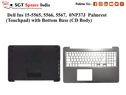 Dell Ins 15-5565, 5566, 5567, 0NP37J Palmrest (Touchpad) with Bottom Base (CD Body)