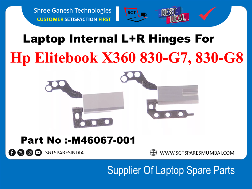 Laptop Internal L+R Hinges For HP Elitebook X360 830-G7, 830-G8  Part No :- M46067-001