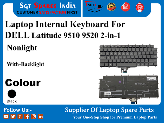 Laptop Internal Keyboard For DELL Latitude 9510 9520 2-in-1 Nonlight With-Backlight Colour Black