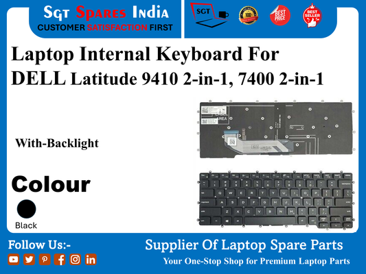 Laptop Internal Keyboard For DELL Latitude 9410 2-in-1, 7400 2-in-1 With-Backlight Colour Black