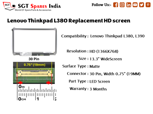 Lenovo Thinkpad L380 Replacement HD screen