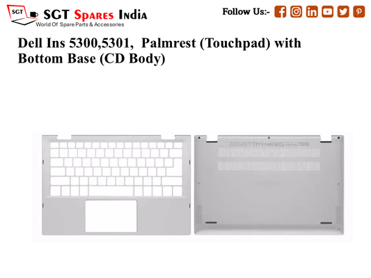 Dell Ins 5300,5301, Palmrest (Touchpad) with Bottom Base (CD Body)