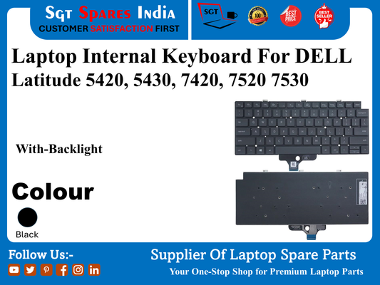 Laptop Internal Keyboard For DELL Latitude 5420, 5430, 7420, 7520 7530 With-Backlight Colour Black