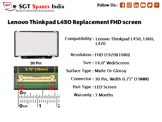 Lenovo Thinkpad L450 Replacement FHD screen
