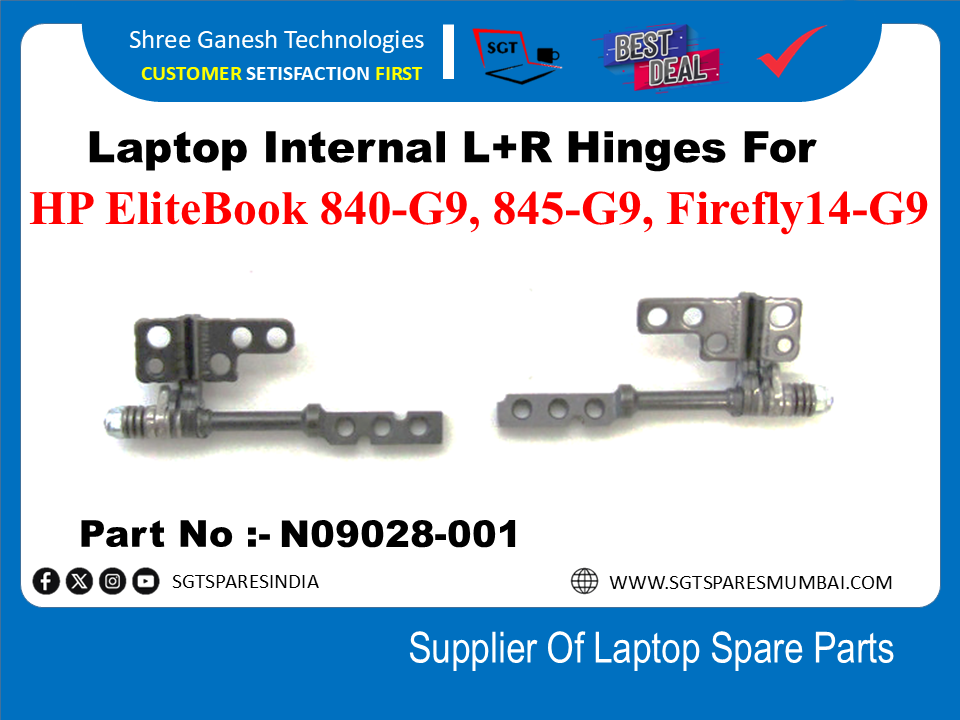 Laptop Internal L+R Hinges For HP EliteBook 840-G9, 845-G9, Firefly14-G9  Part No :- N09028-001