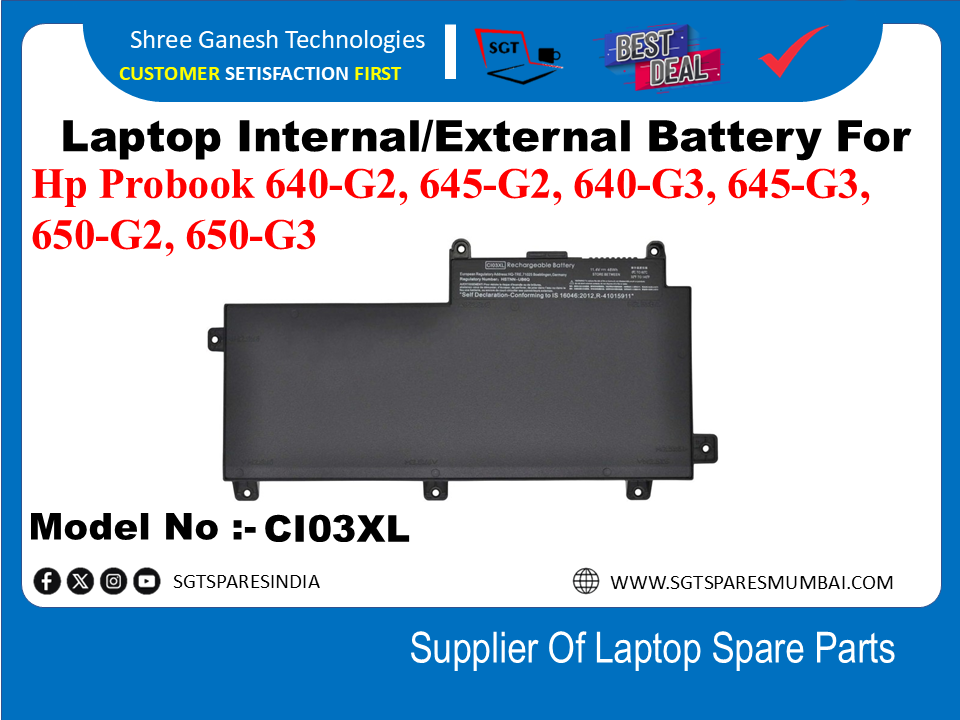 H-P CI03XL Internal Battery For Hp Probook 640-G2, 645-G2, 640-G3, 645-G3, 650-G2, 650-G3