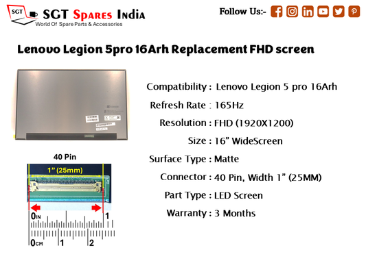 Lenovo Legion 5pro 16Arh Replacement FHD screen