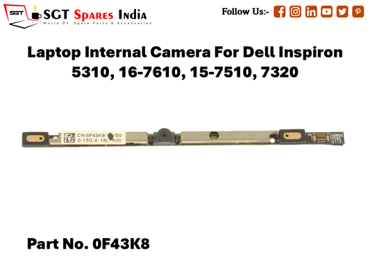 Laptop Internal Camera For Dell Inspiron 5310, 16-7610, 15-7510, 7320 Part No. 0F43K8