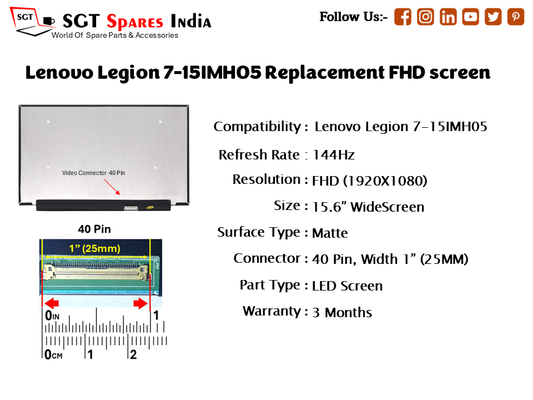 Lenovo Legion 7-15IMH05 Replacement FHD screen