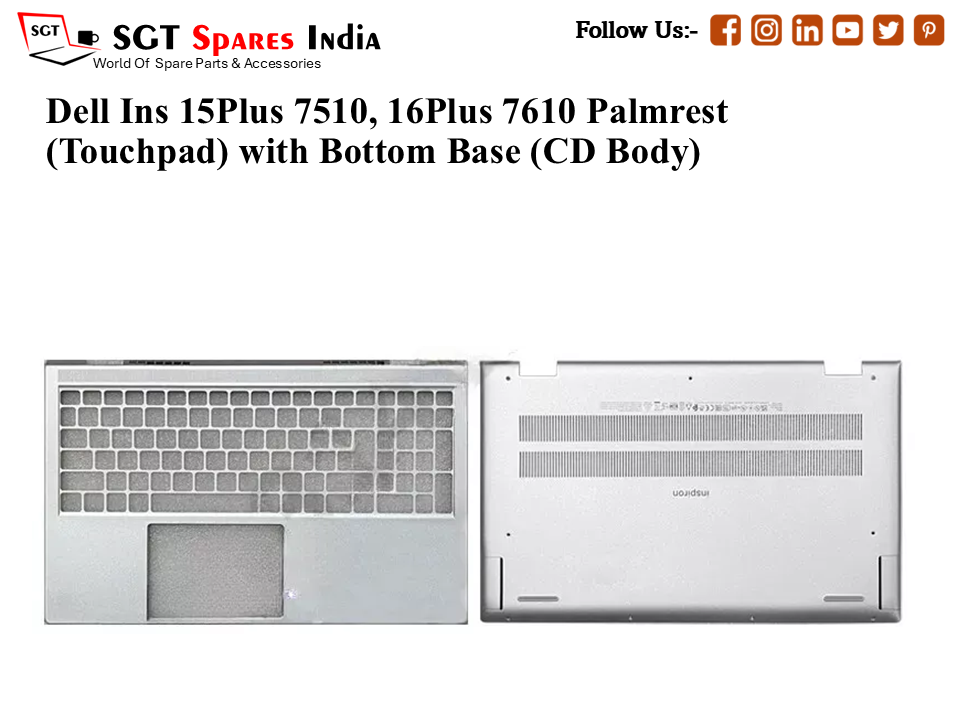 Dell Ins 15Plus 7510, 16Plus 7610 Palmrest (Touchpad) with Bottom Base (CD Body)