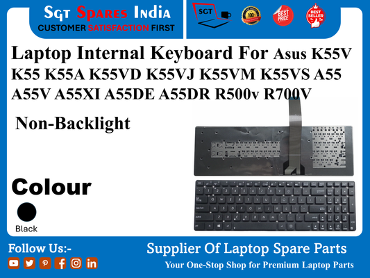 Laptop Internal Keyboard For Asus K55V K55 K55A K55VD K55VJ K55VM K55VS A55 A55V A55XI A55DE A55DR R500v R700V Non-Backlight Colour Black