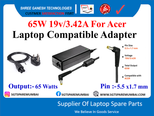 65W 19v/3.42A For Acer Laptop Compatible Adapter