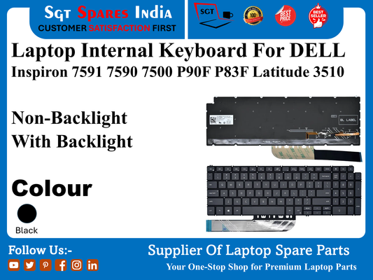 Laptop Internal Keyboard For DELL Inspiron 7591 7590 7500 P90F P83F Latitude 3510 Non-Backlight With Backlight Colour Black