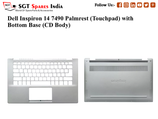 Dell Inspiron 14 7490 Palmrest (Touchpad) with Bottom Base (CD Body)