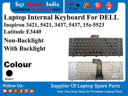 Laptop Internal Keyboard For DELL Inspiron 3421, 5421, 3437, 5437, 15z-5523 Latitude E3440 Non-Backlight With Backlight Colour Black