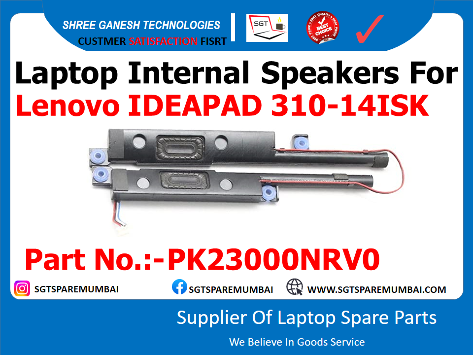 Laptop Internal Speakers For Lenovo IDEAPAD 310-14ISK Part No.:-PK23000NRV0