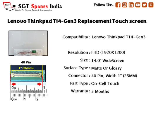 Lenovo Thinkpad T14-Gen3 Replacement Touch screen
