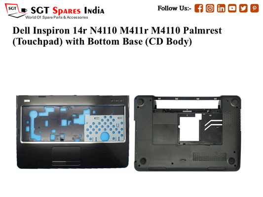 Dell Inspiron 14r N4110 M411r M4110 Palmrest (Touchpad) with Bottom Base (CD Body)