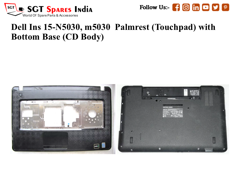 Dell Ins 15-N5030, m5030 Palmrest (Touchpad) with Bottom Base (CD Body)