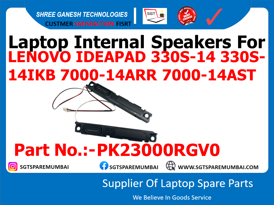 Laptop Internal Speakers For LENOVO IDEAPAD 330S-14 330S- 14IKB 7000-14ARR 7000-14AST Part No.:- PK23000RGV0 5SB0R07517_