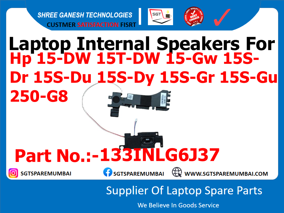 Laptop Internal Speakers For Hp 15-DW 15T-DW 15-Gw 15S- Dr 15S-Du 15S-Dy 15S-Gr 15S-Gu 250-G8 Part No.:-1331NLG6J37