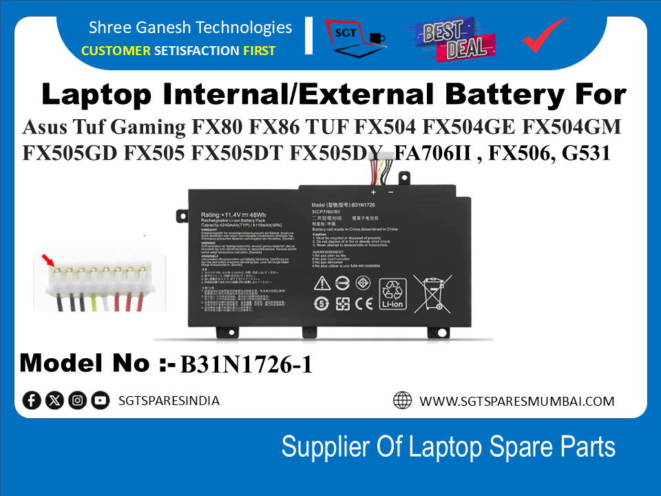 A-sus B31N1726 Internal  Battery For Asus Tuf Gaming FX80 FX86 TUF FX504 FX504GE FX504GM FX505GD FX505 FX505DT FX505DY  FA706II , FX506, G531