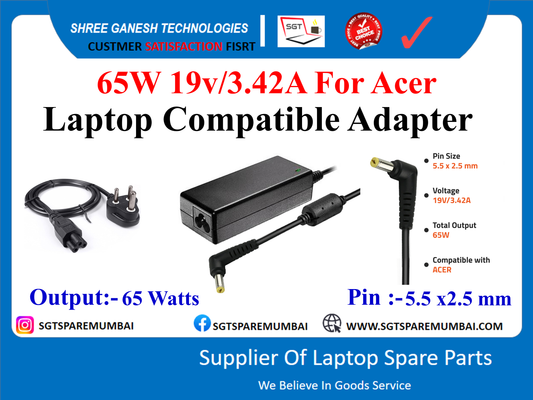 65W 19v/3.42A For Acer Laptop Compatible Adapter