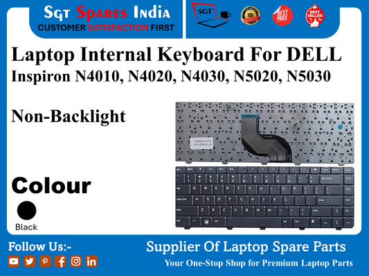 Laptop Internal Keyboard For DELL Inspiron N4010, N4020, N4030, N5020, N5030 Non-Backlight Colour Black