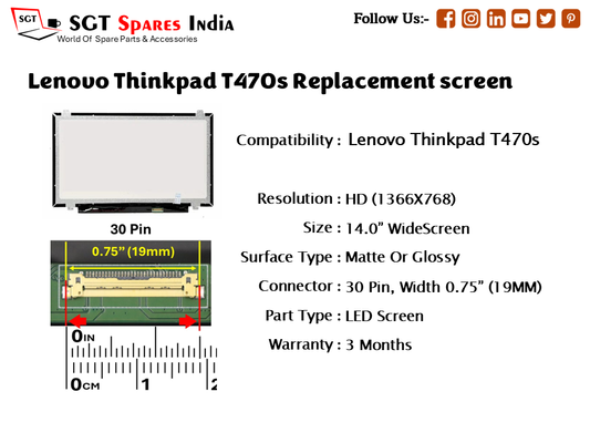 Lenovo Thinkpad T470s Replacement screen
