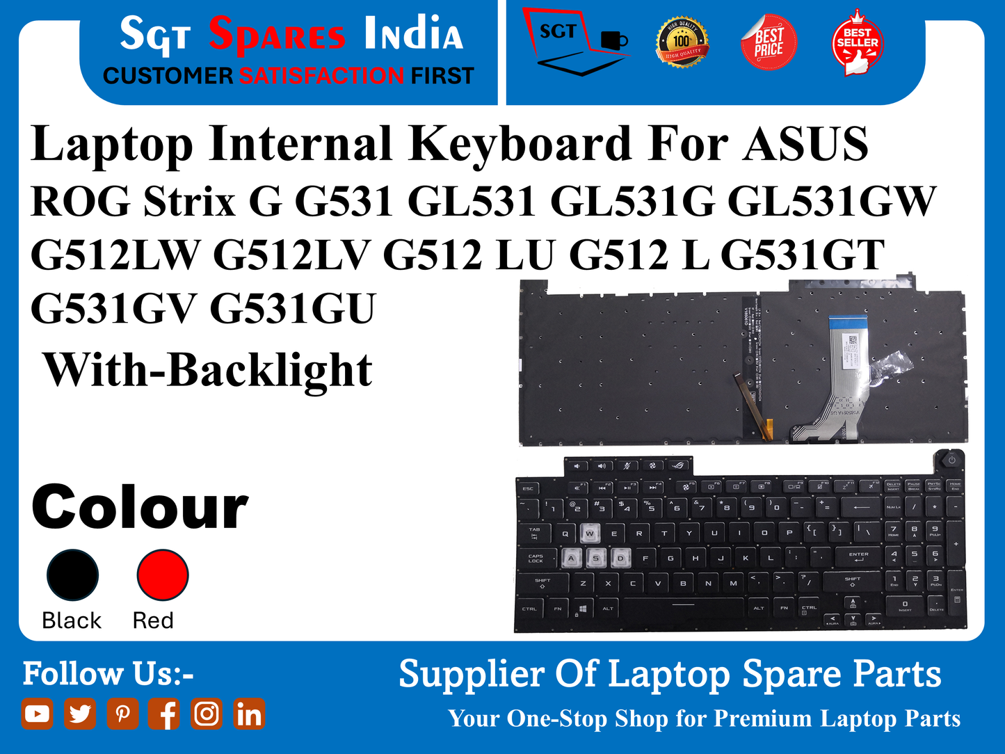 Laptop Internal Keyboard For ASUS ROG Strix G G531 GL531 GL531G GL531GW G512LW G512LV G512 LU G512 L G531GT G531GV G531GU With-Backlight Colour Black Red