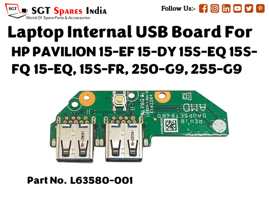 laptop Internal USB or IO board For HP PAVILION 15 EF 15 DY 15S EQ 15S FQ 15 EQ, 15S FR, 250 G9, 255 G9 Part no. L63580 001