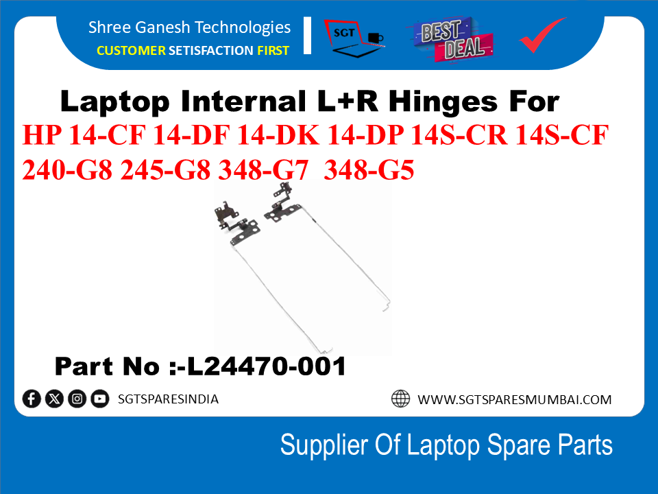 Laptop Internal L+R Hinges For  HP 14-CF 14-DF 14-DK 14-DP 14S-CR 14S-CF 240-G8 245-G8 348-G7 348-G5  Part No :- L24470-001