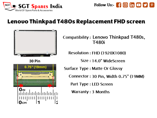 Lenovo Thinkpad T480s Replacement FHD screen