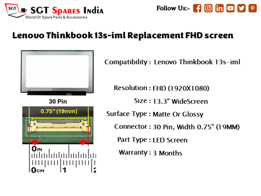 Lenovo Thinkbook 13s-iml Replacement FHD screen