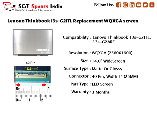 Lenovo Thinkbook 13s-G2ITL Replacement WQXGA screen