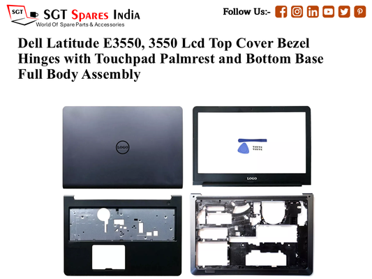 Dell Latitude E3550, Laptop Lcd Top Cover Bezel Hinges with Touchpad Palmrest and Bottom Base Full Body Assembly