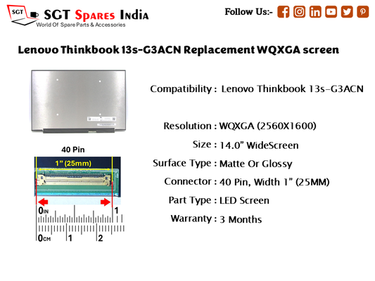 Lenovo Thinkbook 13s-G3ACN Replacement WQXGA screen