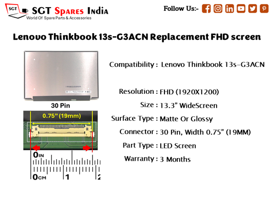 Lenovo Thinkbook 13s-G3ACN Replacement FHD screen