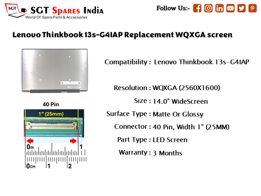 Lenovo Thinkbook 13s-G4IAP Replacement WQXGA screen