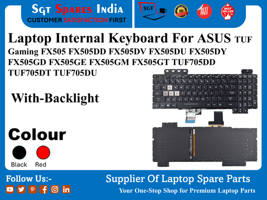 Laptop Internal Keyboard For ASUS TUF Gaming FX505 FXS05DD FX505DV FX505DU FX505DY FX505GD FX505GE FX505GM FX505GT TUF705DD TUF705ĐT TUF705DU With-Backlight Colour Black Red