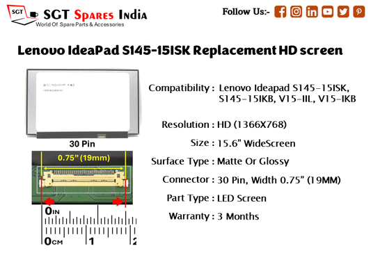 Lenovo IdeaPad S145-15ISK Replacement HD screen