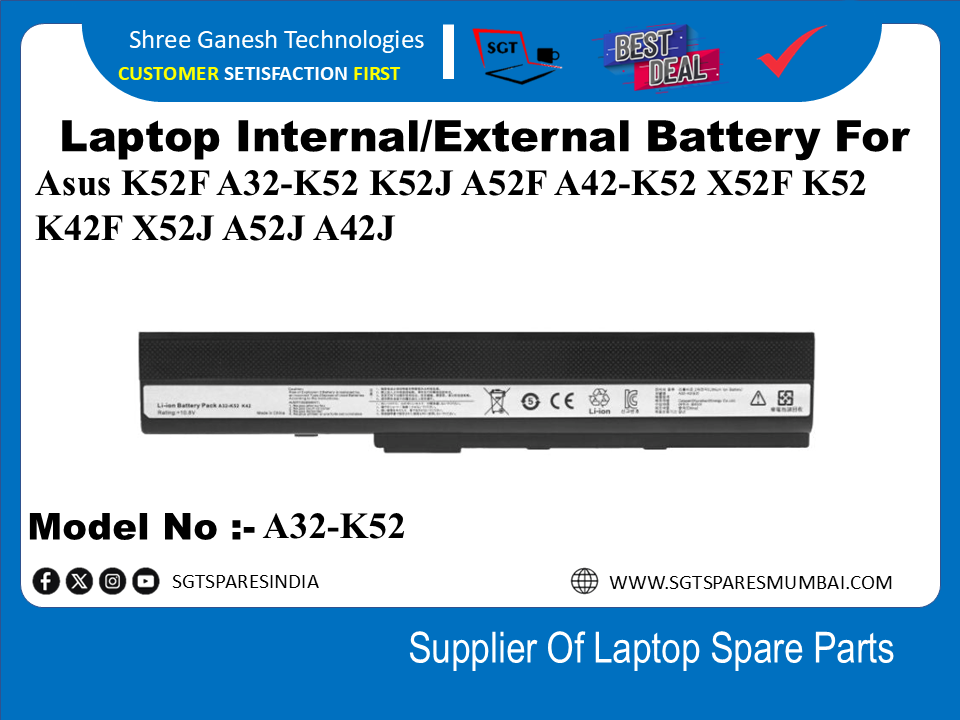 A-sus A32-K52 External  Battery For Asus K52F A32-K52 K52J A52F A42-K52 X52F K52 K42F X52J A52J A42J