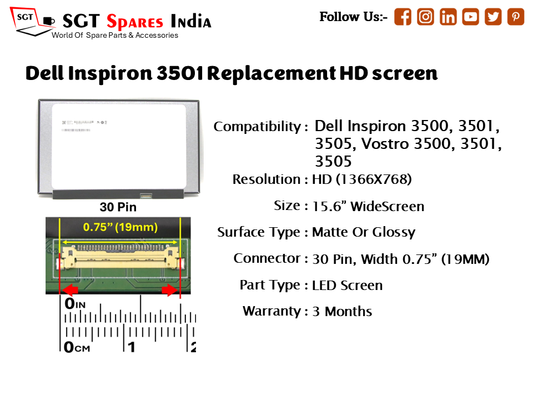 Dell Inspiron 3501 Replacement HD screen