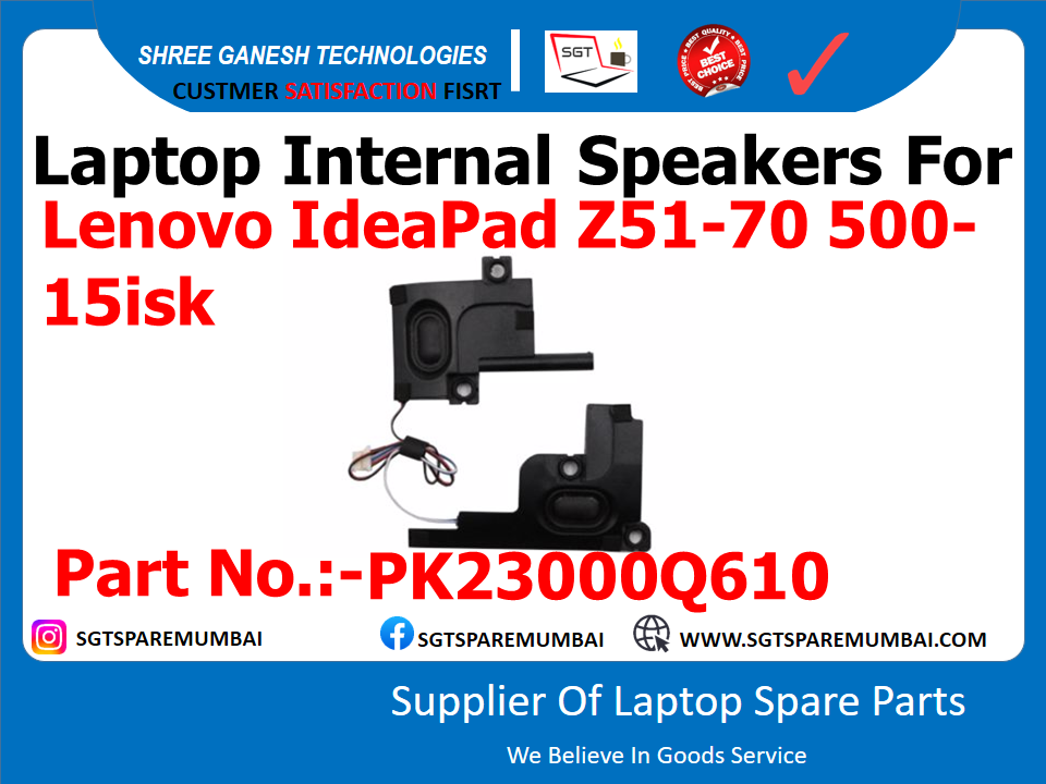 Laptop Internal Speakers For Lenovo IdeaPad 251-70 500- 15isk Part No.:-PK23000Q610