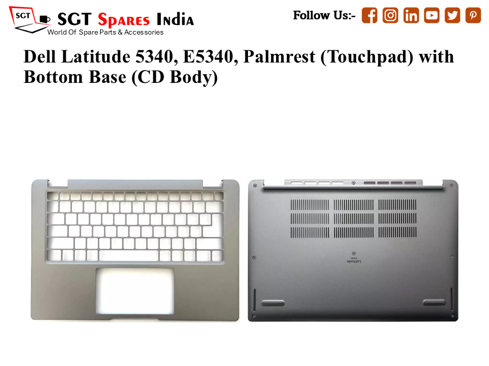 Dell Latitude 5340, E5340, Palmrest (Touchpad) with Bottom Base (CD Body)