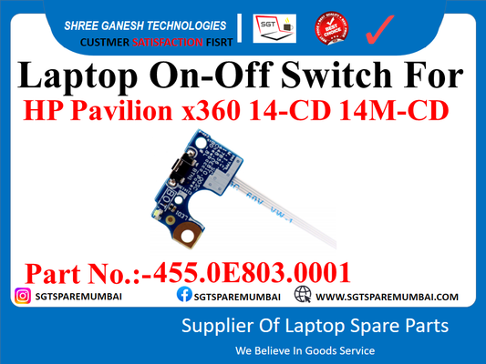 Laptop On-Off Switch For HP Pavilion x360 14-CD 14M-CD RAV Part No.:-455.0803.0001