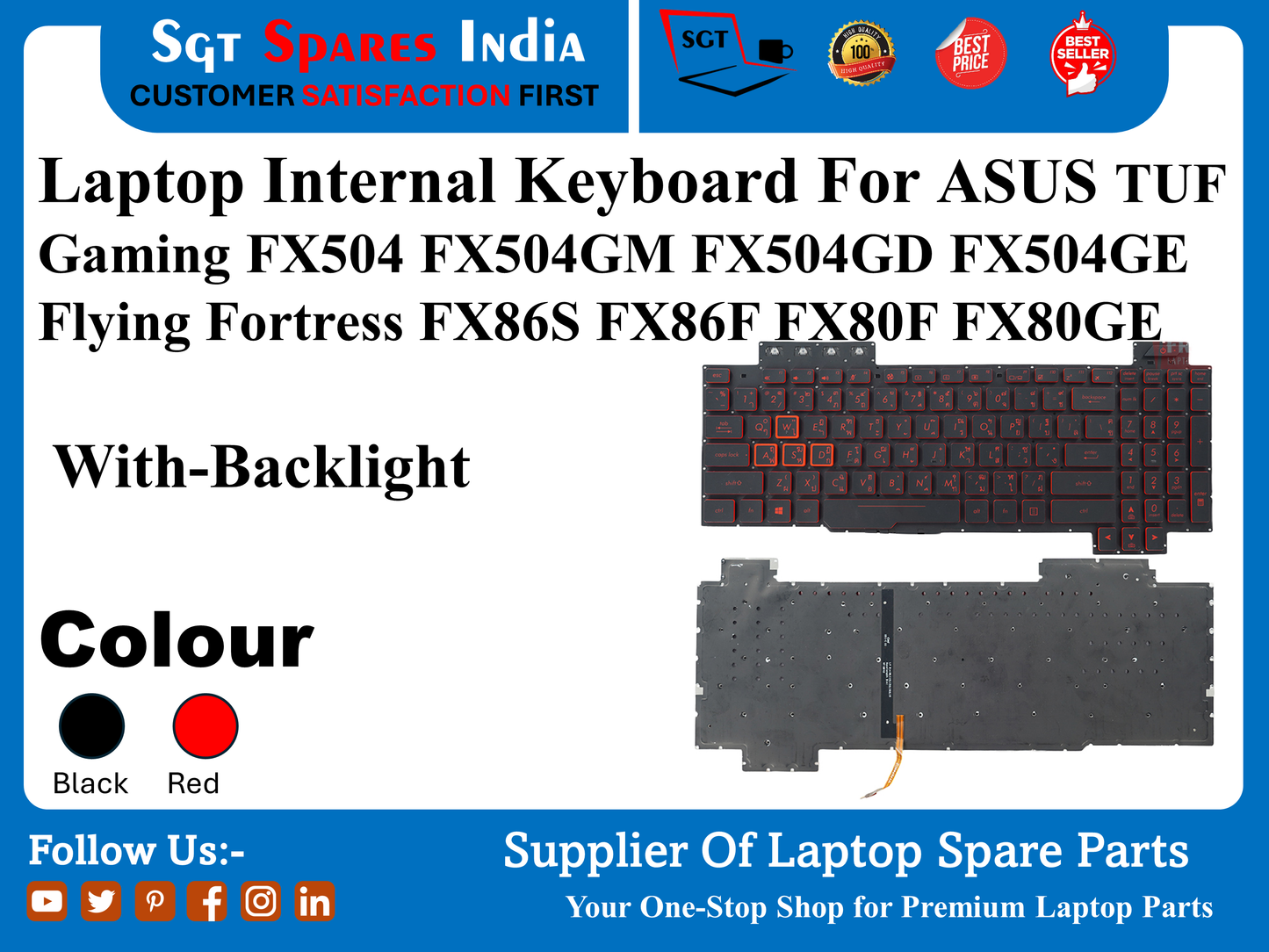 Laptop Internal Keyboard For ASUS TUF Gaming FX504 FX504GM FX504GD FX504GE Flying Fortress FX86S FX86F EX80F FX80GE With-Backlight Colour Black Red