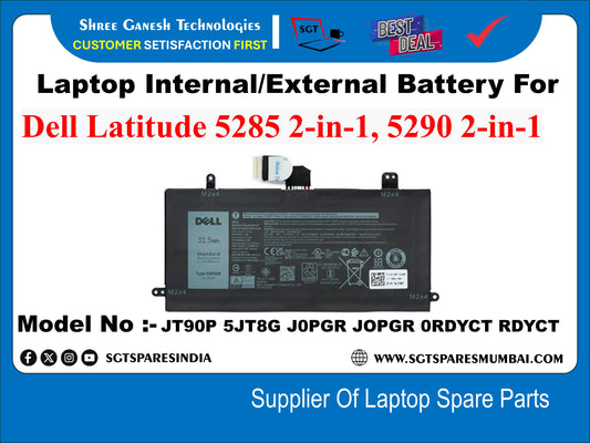 Laptop Internal Compatible Battery For Dell Latitude 5285 2-in-1, 5290 2-in-1 DELL 31.5vn Model No :- JT90P 5JT8G JOPGR JOPGR ORDYCT RDYCT