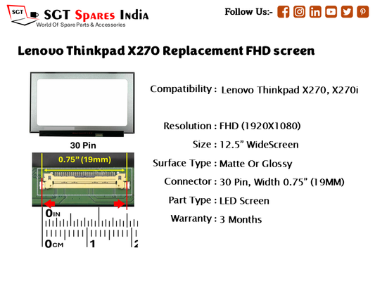 Lenovo Thinkpad X270 Replacement FHD screen