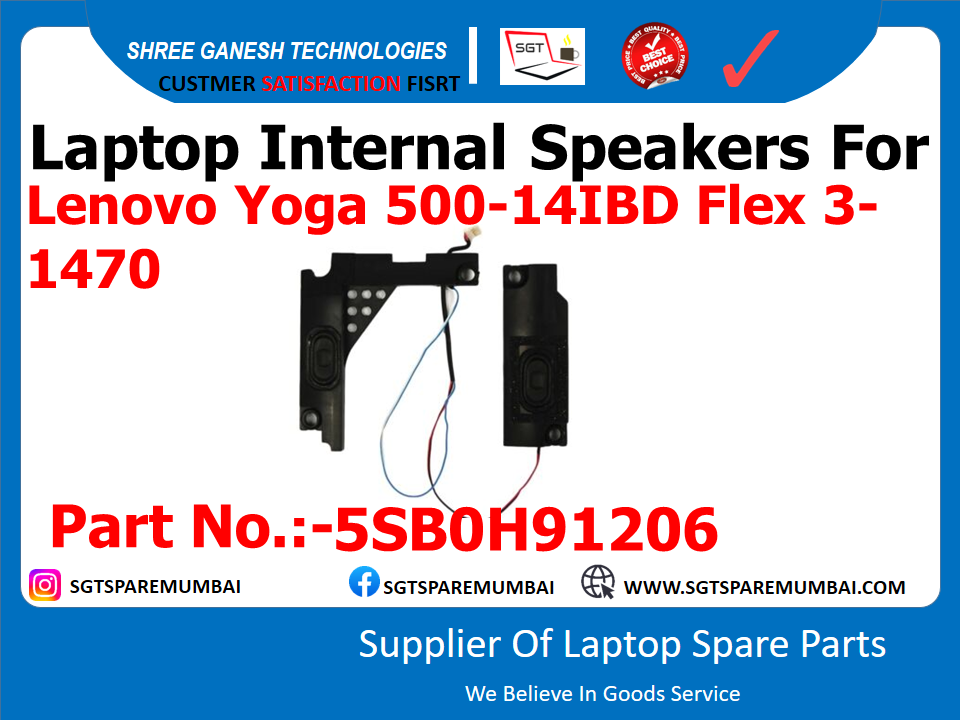 Laptop Internal Speakers For Lenovo Yoga 500-14IBD Flex 3- 1470 Part No.:-5SB0H91206